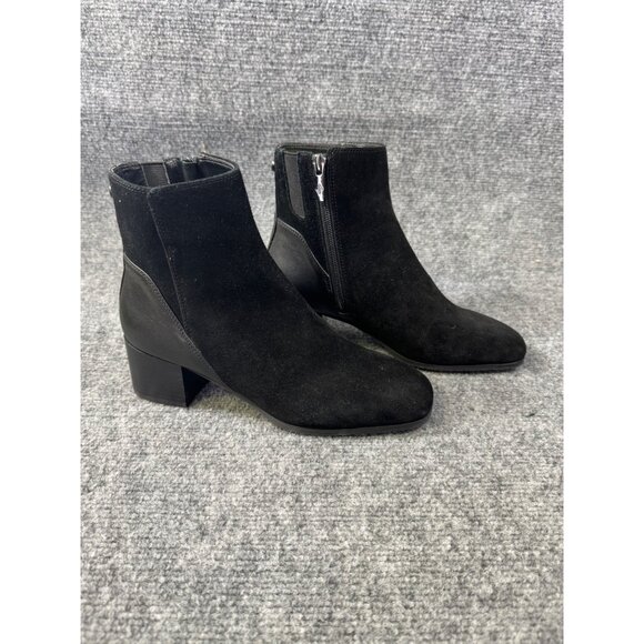 Donald Pliner Womens Size 6.5M Black Suede & Leather Ankle Boots - Picture 1 of 16